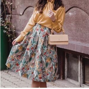 Anthropologie Sunday in Brooklyn Floral Jacquard A-Line
Midi Skirt, Size 2X